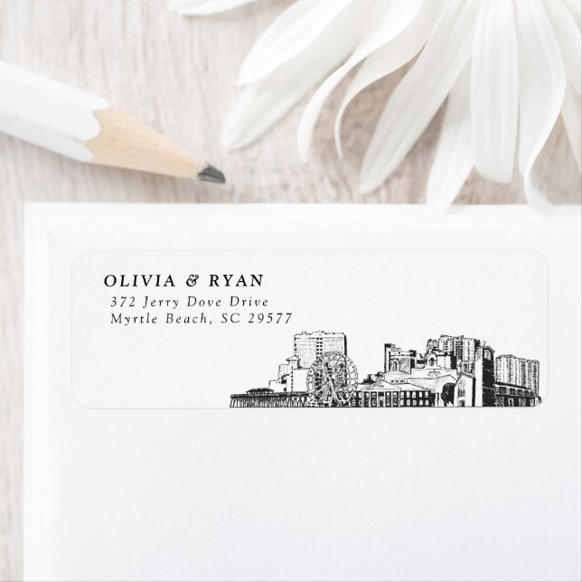 Myrtle Beach Skyline Moderne Rücksendeadressen-Auf (Insitu)