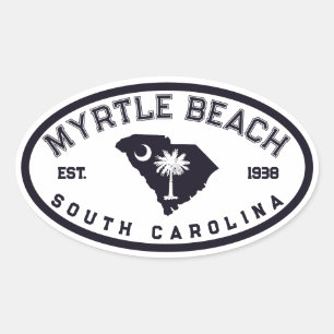 Myrtle Beach South Carolina Flaggen-Karten-Souveni Ovaler Aufkleber