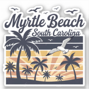 Myrtle Beach South Carolina Retro-Sonnenuntergang Aufkleber