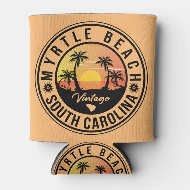 Myrtle Beach South Carolina Retro Sunset Souvenir Dosenkühler (Vorderseite)