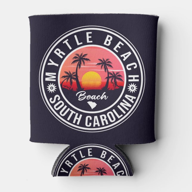 Myrtle Beach South Carolina Retro Sunset Souvenir Dosenkühler (Vorderseite)