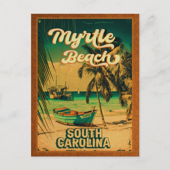Myrtle Beach South Carolina Retro Sunset Souvenir Postkarte (Vorderseite)