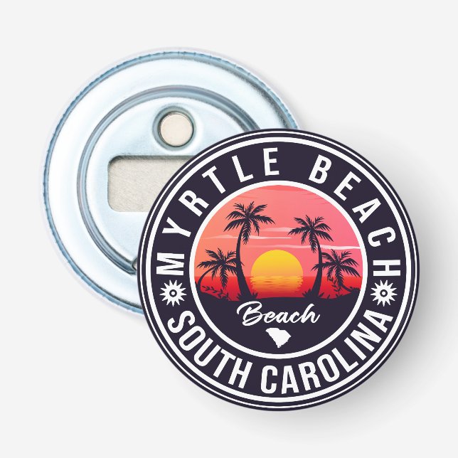 Myrtle Beach South Carolina Retro Sunset Souvenirs Flaschenöffner (Vorderseite)