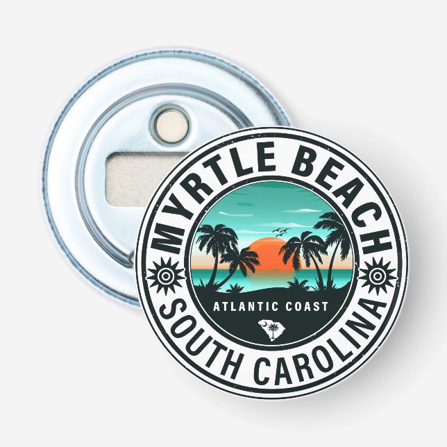 Myrtle Beach South Carolina Retro Sunset Souvenirs Flaschenöffner (Vorderseite)