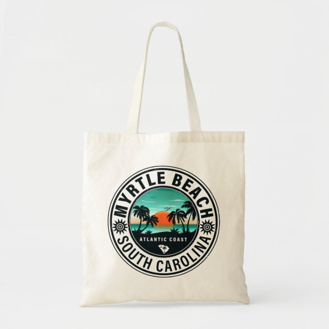Myrtle Beach South Carolina Retro Sunset Souvenirs Tragetasche (Vorne)