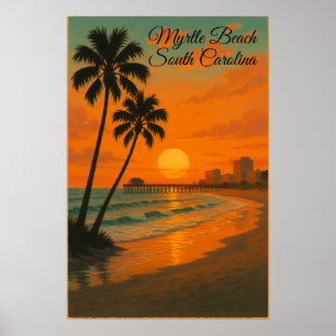 Myrtle Beach, South Carolina Retro-Tourismus-Reise Poster
