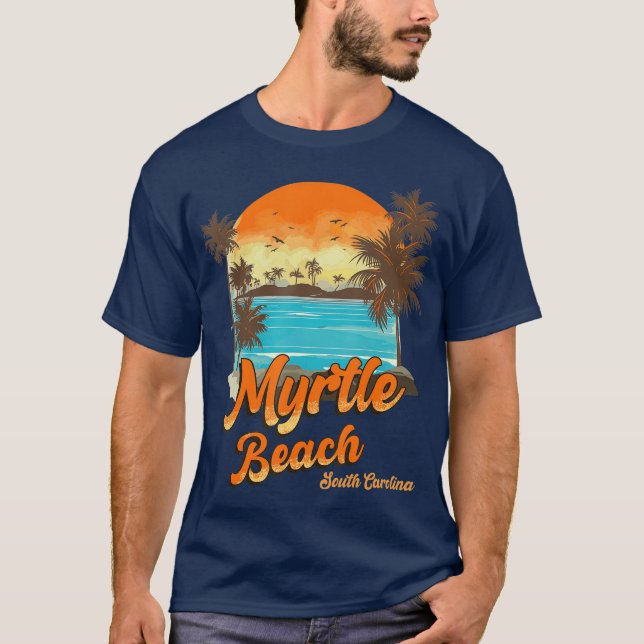 Myrtle Beach South Carolina Sommerferienpalme T-Shirt (Vorderseite)