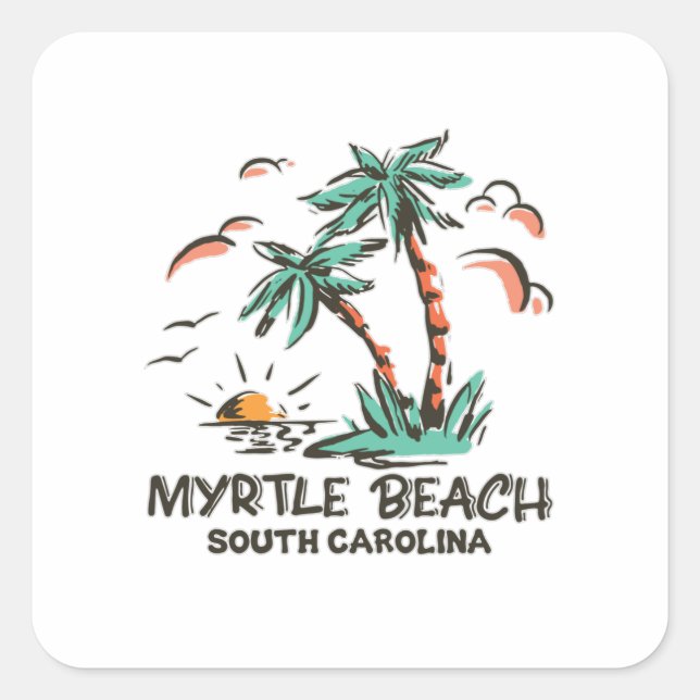 Myrtle Beach - South Carolina - Sonnenuntergang Quadratischer Aufkleber (Vorderseite)