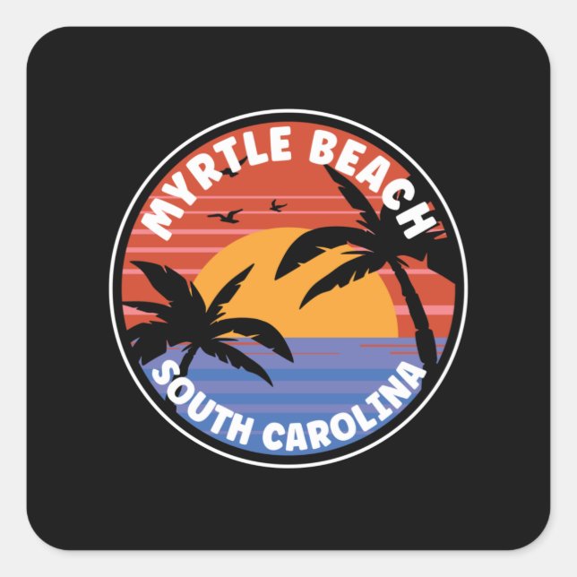 Myrtle Beach South Carolina Sunset Quadratischer Aufkleber (Vorderseite)