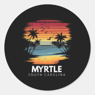 Myrtle Beach South Carolina Surfbrett Surfen Vinta Runder Aufkleber