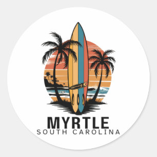 Myrtle Beach South Carolina Surfen Surfer _1  Runder Aufkleber