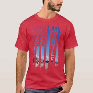 Myrtle Beach South olina Summer Sunset American Fl T-Shirt
