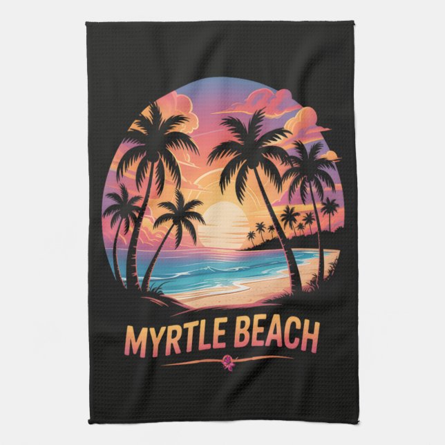 Myrtle Beach Urlaub Surfer  Geschirrtuch (Vertikal)
