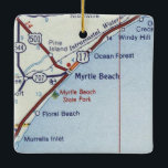 Myrtle Beach Vintage Karte Keramikornament<br><div class="desc">Weihnachtsschmuck für Myrtle Beach South Carolina mit Vintager Roadmap.</div>