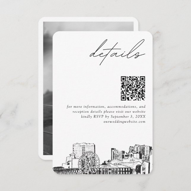Myrtle Beach Wedding Details QR Code Small Begleitkarte (Vorne/Hinten)