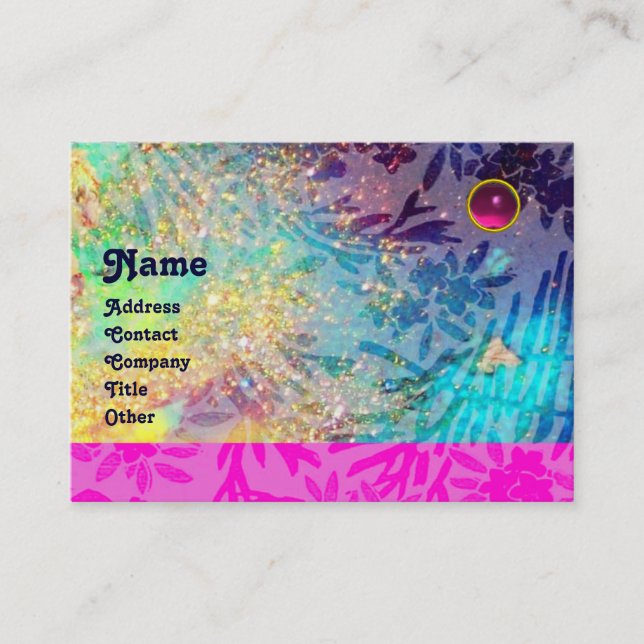 MYRTLE MONOGRAM Blaue Turquase Fuchsia Amethyste Visitenkarte (Vorderseite)