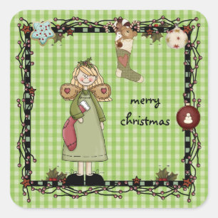 Mys Country Angel Weihnachtsaufkleber Quadratischer Aufkleber