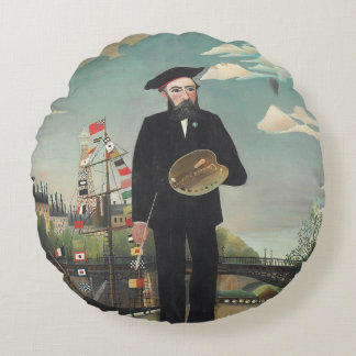 Myself: Portrait – Landscape, Henri Rousseau 1890 Rundes Kissen