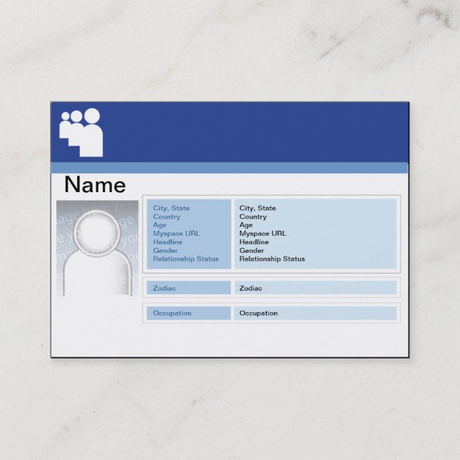 Myspace Dunkelheit - mollig Visitenkarte (Vorderseite)