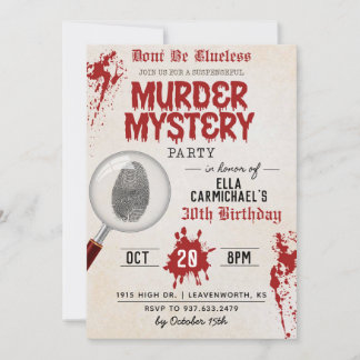 Mystère du meurtre Invitation d'anniversaire