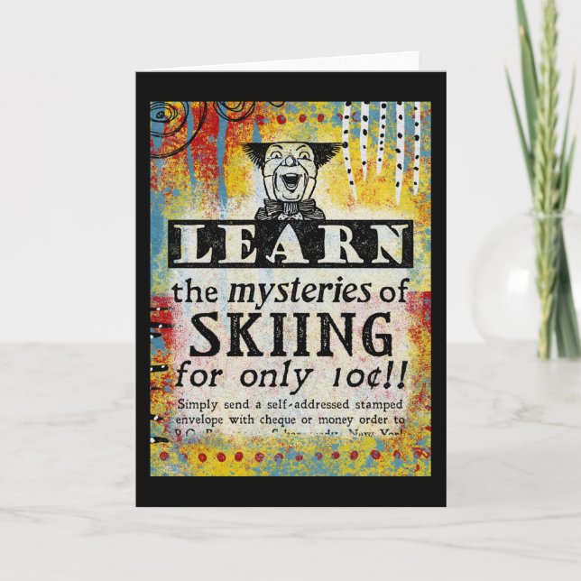 Mystères de la carte de voeux de ski - Funny Vinta (Devant)