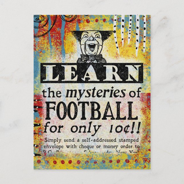 Mysterien der Fußball Postkarte - Funny Vintage Ad (Vorderseite)