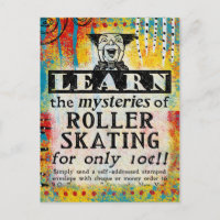 Mysterien der Roller Skaten Postcard - Funny Retro