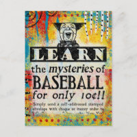 Mysteries of Baseball Postkarte - Lustige Vintage