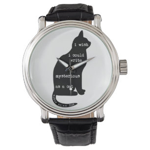 Mysteriös als Katzen-Edgar Allan Poe-Zitat Armbanduhr