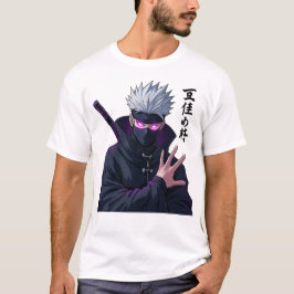 Mysteriös weißhaarige Ninja mit leuchtenden Augen T-Shirt