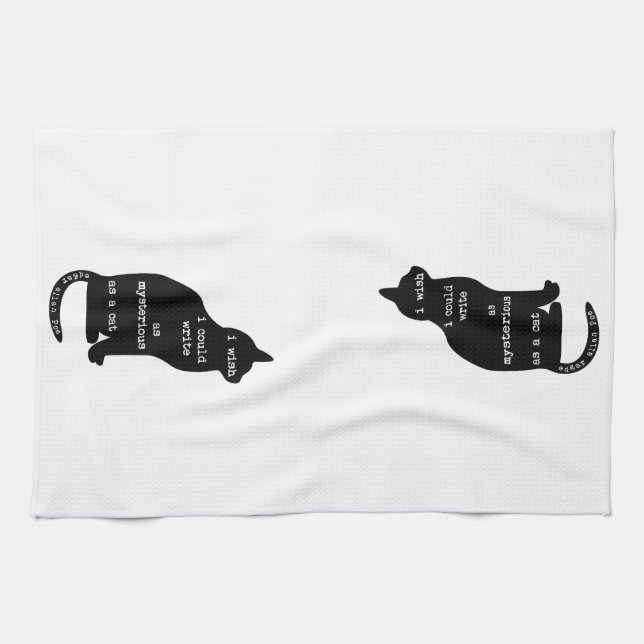 Mysteriös wie ein Cat Edgar Allan Poe Zitat Geschirrtuch (Horizontal)