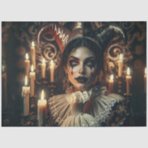 Mysteriöse Dunkelharlequin-Bright-Augen-Dekoupage