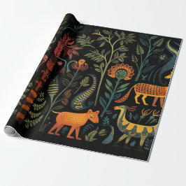 Mysteriöse Fantasy-Tiere auf schwarz Geschenkpapier