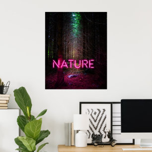 Mysteriöse Fichtenwälder Natur Neon magenta Poster