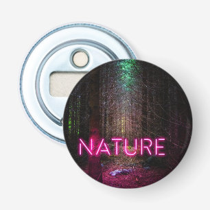Mysteriöse Fichtenwälder Natur Neon magenta Zeiche Flaschenöffner