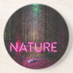 Mysteriöse Fichtenwälder Natur Neon magenta Zeiche Getränkeuntersetzer
