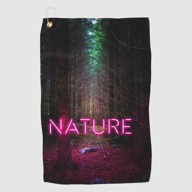 Mysteriöse Fichtenwälder Natur Neon magenta Zeiche Golfhandtuch (Vorderseite)