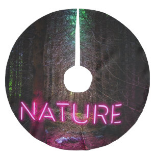Mysteriöse Fichtenwälder Natur Neon magenta Zeiche Polyester Weihnachtsbaumdecke
