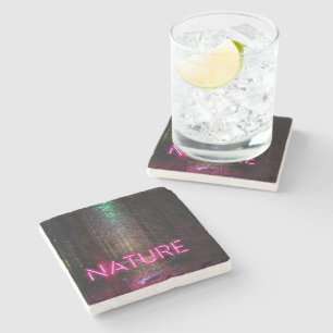 Mysteriöse Fichtenwälder Natur Neon magenta Zeiche Steinuntersetzer