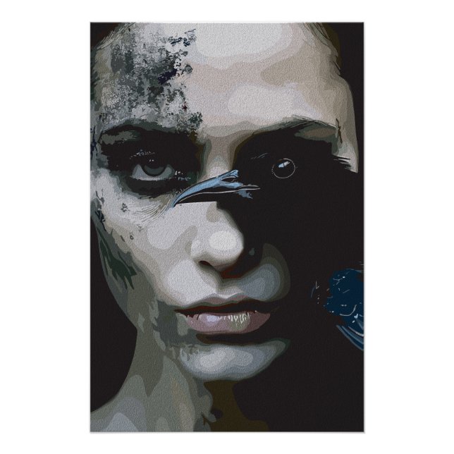 Mysteriöse Frau mit Raven Poster (Vorderseite)