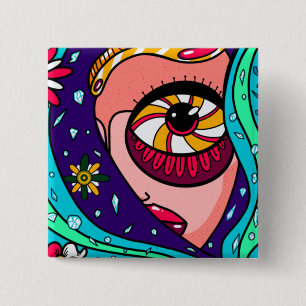 Mysteriöse Girl - ästhetische Musikerin Kunst Button