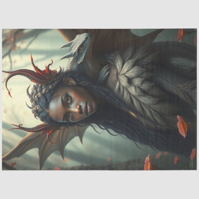Mysteriöse Gothic Dragon Fairy Seidenpapier (Vorderseite)