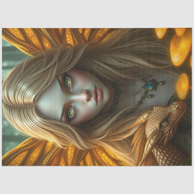 Mysteriöse Gothic Dragon Fairy Seidenpapier (Vorderseite)
