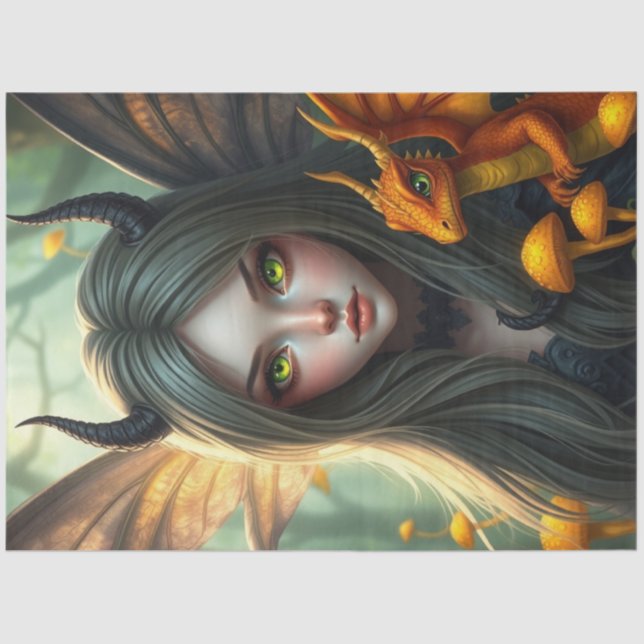 Mysteriöse Gothic Dragon Fairy Seidenpapier (Vorderseite)