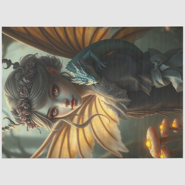 Mysteriöse Gothic Dragon Fairy Seidenpapier (Vorderseite)
