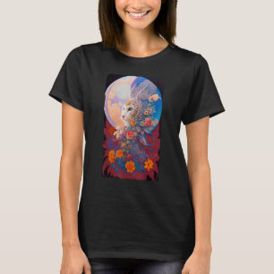 Mysteriöse Königliche Mondkatze mit Spitzen-Flügel T-Shirt