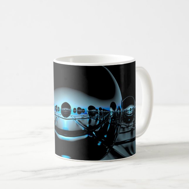 Mysteriöse Metallorben in blass blauem Licht Kaffeetasse (VorderseiteRechts)