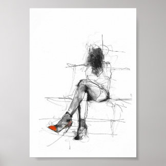 Mysteriöse Mode - Abstrakte Frau in Heelsen Poster