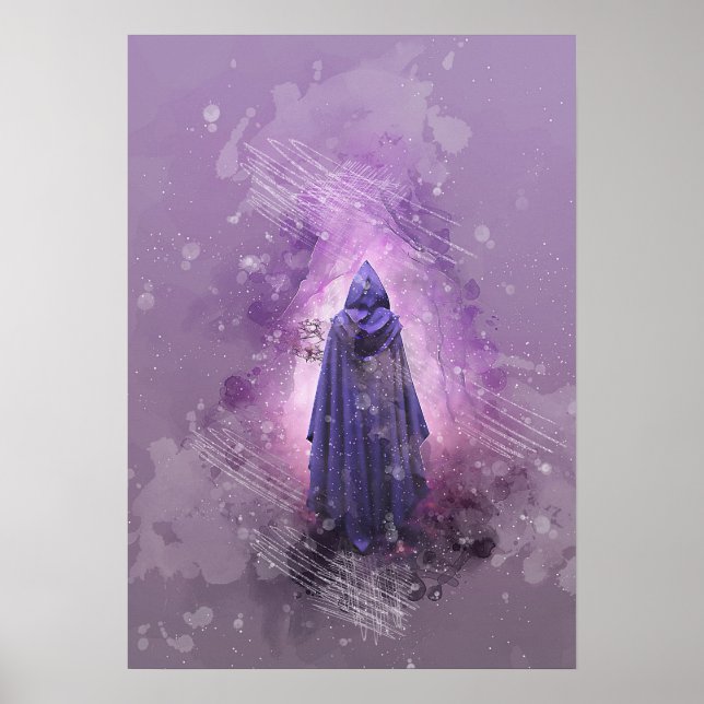 mysteriöse Zauberfigur Aquarellmalerei Poster (Vorne)