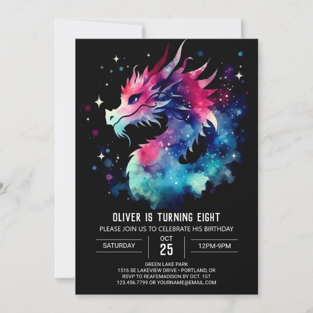 Mysteriöser charmant Dragon zum Geburtstag Einladung (Vorderseite)